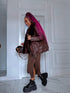 Choco jacket with brown fur "LUX FUR" FL47